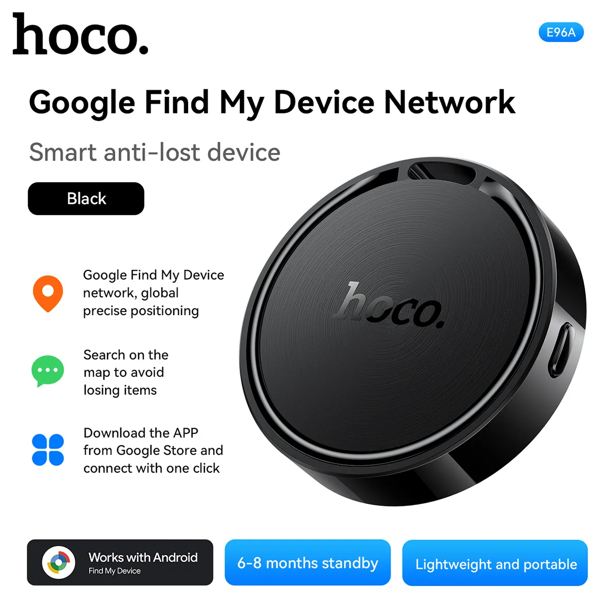 Hoco O Tag Intelligent Positioning Anti-Lost Device E96A Busca – Support Google Find My Network [Suitable for Android] - Image 3