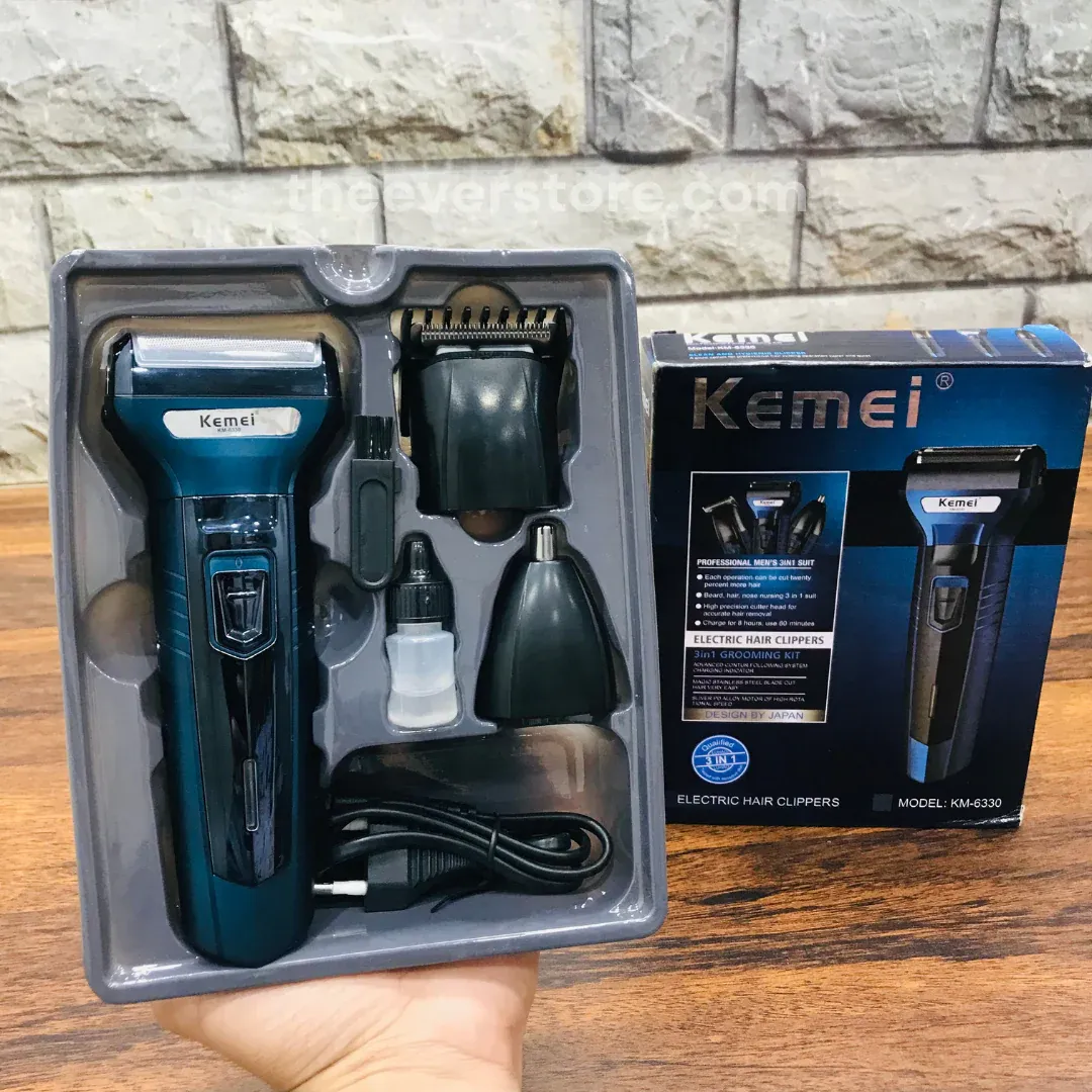 Kemei Km-6330 3 In 1 Professional Hair Trimmer Super Grooming Kit Shaver Clipper Nose Trimmer 3 - Image 4
