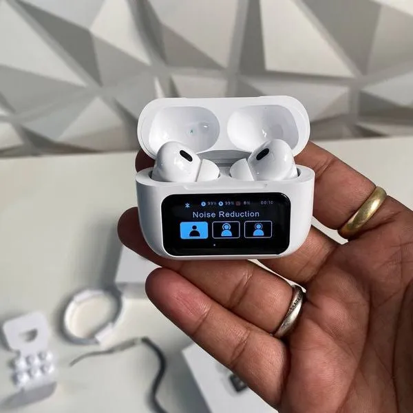 A9 Pro Airpods ANC/ENC Noise Reduction, Touch Control With LED Display White TWS - Image 3
